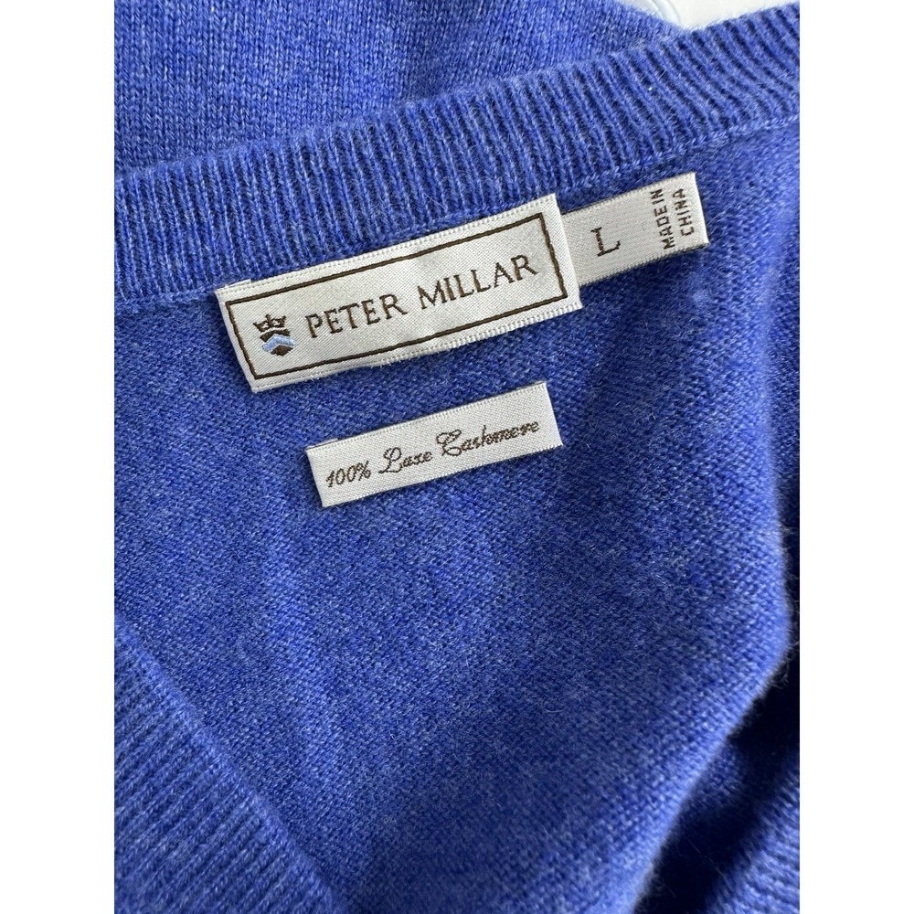 Peter Millar Sweater Blue Solid Pullover Crew 100… - image 4